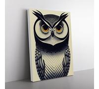 The Wild Owl Brown, Red, Grey Canvas Wall Art Print Ready to Hang, Framed Picture for Living Room Bedroom Home Office Décor, 76x50 cm (30x20 Inch)