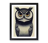 The Wild Owl Framed Wall Art Print A2 Black