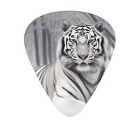the wild White tiger Print Guitar Picks 12-Pack - Assorted Thickness Picks (0.46 mm, 0.71 mm, 0.96 mm) with Storage Box & Assorted Unique Design for Acoustic, Electric, Bass, and Ukulele Players
