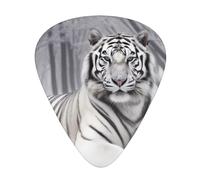 the wild White tiger Print Guitar Picks 12-Pack - Assorted Thickness Picks (0.46mm, 0.71mm, 0.96mm) with Storage Box & Assorted Unique Design for Acoustic, Electric, Bass, and Ukulele Players