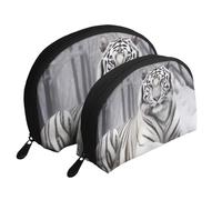The Wild White Tiger Print Shell-Shaped 2-Piece Makeup Bag Set Travel Cosmetic Organiser Stylish Storage for Beauty & Gifts for Women Girls