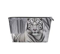 The Wild White Tiger Print Travel Makeup Bag Cosmetic Toiletry Bag Wash Bag Multifunctional Storage with Zipper for Women Girls Silver