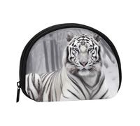 The Wild White Tiger Printed Coin Purse Wallet, Shell Shape Mini Change Pouch Holder for Men Women