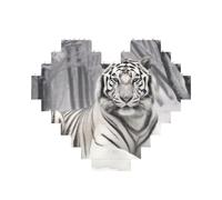 the wild White tiger Printed Jigsaw Puzzle 10.8x12.8 CM, Heart-Shaped Puzzle Challenging Game for Adults Gifts, Family Fun Decorative Wall Decor