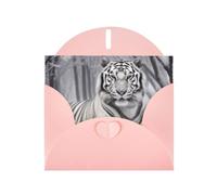 the wild White tiger Prints Pearl Paper Horizontal Festival Greeting Card for Birthday Cards and All Occasions, Pink