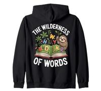 The Wilderness of Words Sloth Book Reader Kids Zip Hoodie