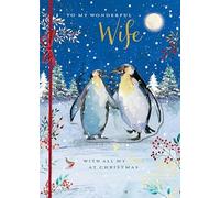 The Wildlife Embellished Wife Penguin Love Hand-Finished Christmas Card X16013PW