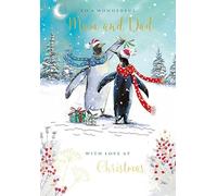 The Wildlife Mum & Dad Penguin Pals Artistic Christmas Greeting Card X16001M