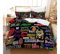 The Will of Rock Music Panel Multi Colour All Season Luxury Soft Duvet Cover Quilt Bedding Set with Pillowcase (220x230cm(King),Rock 05)