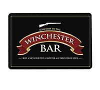 The Winchester Bar - A4 Metal Pub Black red ribbon Sign