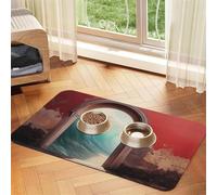 The Window Leading to The sea Pet Feeding Mat Dog Cat Eating Food Absorbent Leather Tablecloth for and Water Bowl Waterproof No Stains Quick Dry Non-Slip 23.62 * 15.75IN