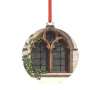 The Windows Of The Villa Acrylic Holiday Pendant - A Decorative Item That Adds Festive Cheer To Your Christmas Tree And Home. Made Of Acrylic And Comes With A Ribbon Hanger.