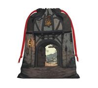 The Windows Of The Villa Drawstring Gift Bag – Premium Polyester Holiday & Party Favor Bag With Full-Print Design, Perfect For Christmas, Halloween, And Promotions