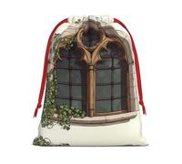 The Windows Of The Villa Drawstring Gift Bag – Premium Polyester Holiday & Party Favor Bag With Full-Print Design, Perfect For Christmas, Halloween, And Promotions