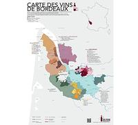 The Wine Galaxy Gift idea: Wine de Bordeaux Printed Map (Standard Size 50 x 70 cm) | Wall Poster on Le Vine de Bordeaux | Poster with Wine Map of Bordeaux