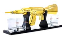 The Wine Savant AK Gold Whiskey Decanter Set With 4 Bullet Whiskey Glasses - , Gift For Fathers, Uncles, Sons - Veteran Gifts, Military Gift, Home Bar Gift, Father's Day