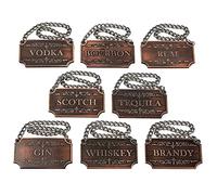 The Wine Savant Decanter Tags Copper Set of 8 for Alcohol - - Father's Day - Bottle - Whiskey, Scotch, Bourbon, Gin, Rum, Vodka, Tequila and Brandy, Fits All Bottles, Great Home Gift, Gifts for Dad