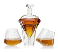 The Wine Savant Diamond Whiskey Decanter l With 2 Diamond Glasses Decanter Set Diamond Wine Glass Holding Base With 2 Diamond G
