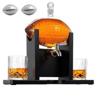The Wine Savant | Football Decanter with 2 Whiskey & Wine Glasses - for Office, Home or Party - Gift for Husband, Father's Day, Men, Sports Lover - Liquor, Scotch & Bourbon 1400ml, NFL, Superbowl