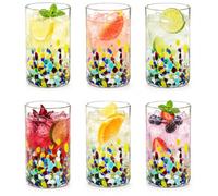 The Wine Savant Hand Blown Mexican Drinking Glasses - Set of 6 Confetti Rock Design Glasses by (Climbing Confetti)