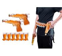 The Wine Savant Pistol & Shotglasses Decanter Party Serving Holster Set - Whiskey Gun Decanter & Shot Glass - Pourers & Stopper - 2x 7.7oz Decanters - 6x 2oz Cowboy Boot Shots - Unique Gifts