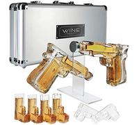 The Wine Savant Pistol Whiskey Gun Decanter & Pistol Shot Glasses Set - Comes with A Large Carrying Case - Drinking Party Accessories, Pistol Gun Liquor Decanter Bottle Great Gift!