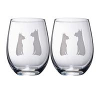 The Wine Savant Set of 2 Dog Stemless Schnauzer Wine Glasses Puppy & Doggy Lover for Him and Her Dogs Silhouette - Glass Gifts Etched Tumblers for Anniversary, Wedding, Bar Gifts Schnauzer Snout