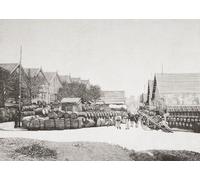 The wine warehousing area along the River Seine Bercy Paris France seen here during the 19th century. Warehouses for the blending of light wines with those of Spain. From La Ilustracion Artistica