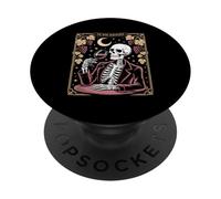 The Wine Whisperer Skeleton Moon Grapes PopSockets Adhesive PopGrip