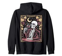 The Wine Whisperer Skeleton Moon Grapes Zip Hoodie
