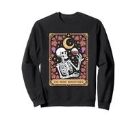 The Wine Whisperer Skeleton Under Crescent Moon Vine Sweatshirt