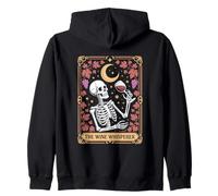 The Wine Whisperer Skeleton Under Crescent Moon Vine Zip Hoodie