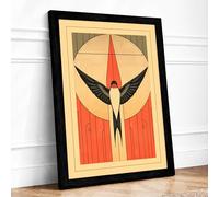 The Winged Guardian Art Deco Framed Wall Art Print A1 (84.1×59.4cm) Black, Wall Decor for Living Room, Bedroom, Office & Home, Ready to Hang, Art Gift