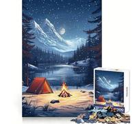 The Winter Campsite Night 1000 Piece Jigsaws for Teenagers Puzzle Brain Workout Toy Calm Escape Art Assembly Thoughtful Gift (38x52cm)