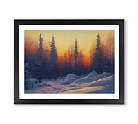 The Winter Forest Sunset Framed Print | A2 Black Framed Wall Art | Ready to Hang | Modern Landscape Picture | Living Room Bedroom Lounge Office