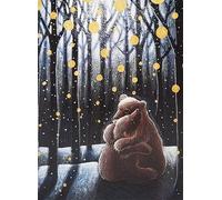 The Winter Hygge by Hannah Willow - UK made Art Greetings Card - Hugging bears in the forest - Animals - Birthday Card - Christmas Card