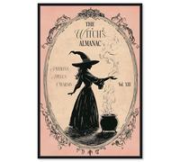The Witch Almanac Canvas Print Halloween Wall Decor by Art Remedy, Black Frame, 10 x 15
