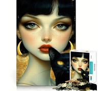The Witch And Black Cat 1000 Piece Jigsaws for Teenagers Puzzle Wise Think Toy Simple Fun Tight Cut Santa Wish Pick (50x75cm)