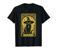 The Witch Cat Halloween Mystic Vintage Gothic Tarot Card T-Shirt