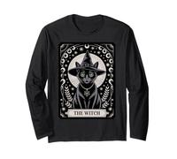 The Witch Cat Halloween Vintage Gothic Tarot Card Long Sleeve T-Shirt