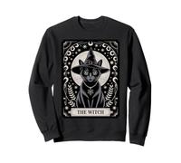 The Witch Cat Halloween Vintage Gothic Tarot Card Sweatshirt