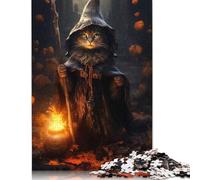 The Witch Cat Puzzles 500 Piece Puzzles Jigsaw Puzzles for Adults Educational Game Challenge Toy 500pcs (52x38cm)