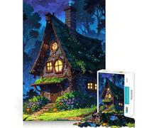 The Witch Cottage Jigsaw Puzzles for Adults 1000 Piece Memory Boost Cozy Time Pattern Assembly Santa Wish List (38x26cm)