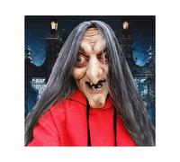 (the witch) Halloween Female Witch Mask Haunted House Escape Room Dress Up Full