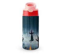 The Witch of The Forest Flip-top Water Bottle 12 Oz | Push Button Lid | Reusable Leakproof Tumbler for Travel And Sports | Vacuum Insulated Stainless Steel Cup | BPA-Free | Pink