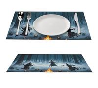 The Witch of The Forest Placemats 4 PCS PVC Place Mats, Washable Heat Resistant Non-Slip Table Mats, Waterproof Placemats Set for Indoor & Outdoor Dining Table Kitchen Holiday Party