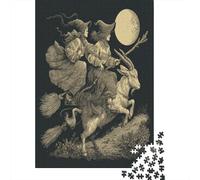 The Witch Rides A Goat at Night Jigsaw Puzzles for Adults And Kids. 1000 Pieces Whimsical Challenge Toy Educational Game Home Decor 38x26cm/1000pcs