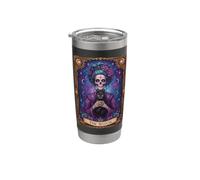 The Witch Tarot Card Black Cat Messy Bun Floral Spell Wiccan Stainless Steel Insulated Tumbler