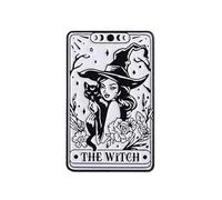 The Witch Tarot Card Enamel Lapel Pin Badge 4cm x 2.5cm Black Cat Witchy Gothic Tarot Metal Accessory Mystical Halloween for Spiritual Collectors