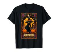 The Witch Tarot Card Halloween Gothic Witchy Vibes Black Cat T-Shirt